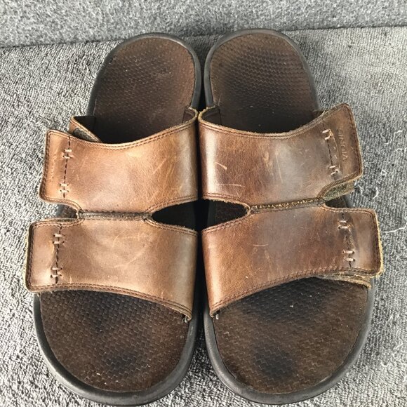 Vionic Men\'s Orthaheel Double Strap Leather Slides Sandals Brown Size 12 main image 10